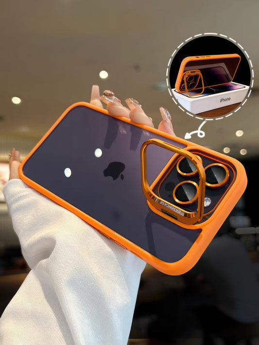 Coque 14 pro max avec lentille de protection et support / غطاء لآيفون 14 برو ماكس مع حامل و عدسات حماية الكاميرا