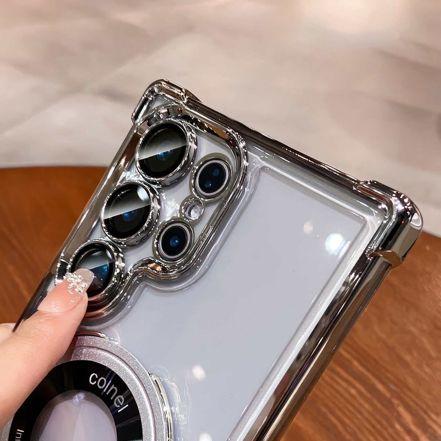 Coque S25/S24 Ultra avec support et protection de caméra intégrée / غطاء S25/S24 Ultra مع حامل وحماية مدمجة للكاميرا