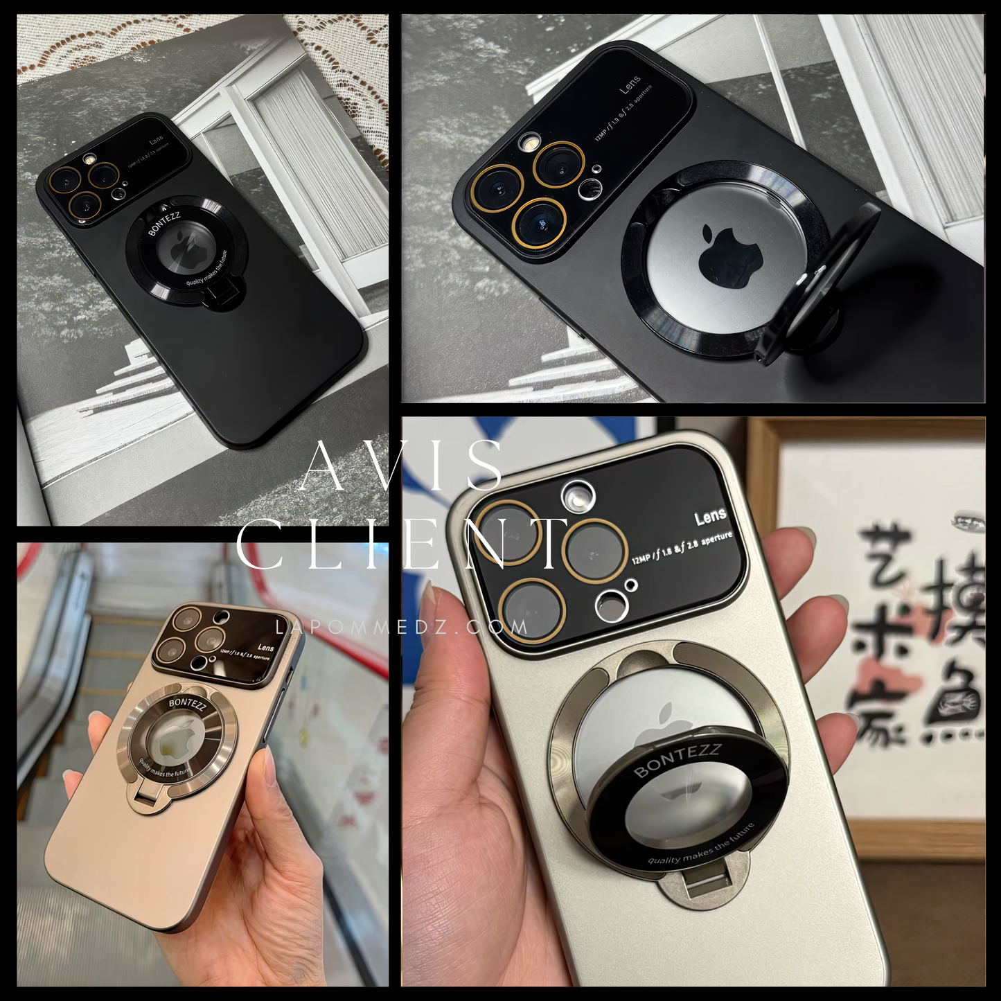 Coque 16 pro max avec support et protection de caméra intégrée / غطاء لآيفون 16 برو ماكس مع حامل وحماية مدمجة للكاميرا