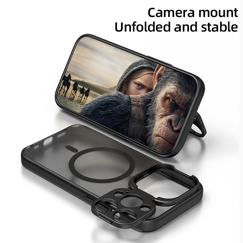 Coque 14 pro max magsafe avec protection de caméra ouverte et support / غطاء ١٤ برو ماكس مع تقنية ماڨسيف وحماية مدمجة للكاميرا