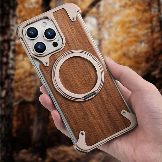 Coque 16 pro max en Bois Massif et Métal حماية 16 برو ماكس فاخرة من الخشب و المعدن