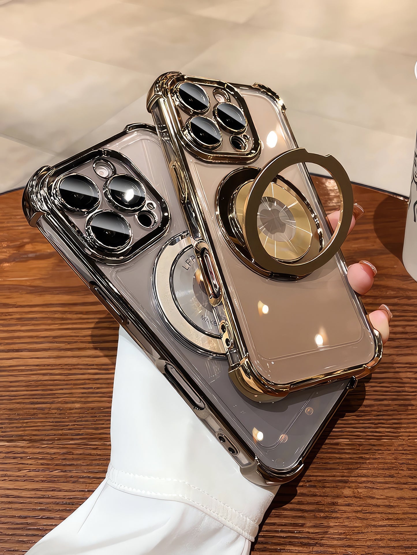 Coque 16 pro max avec support 360° et protection de caméra intégrée / غطاء لآيفون 16 برو ماكس مع حامل 360° وحماية مدمجة للكاميرا