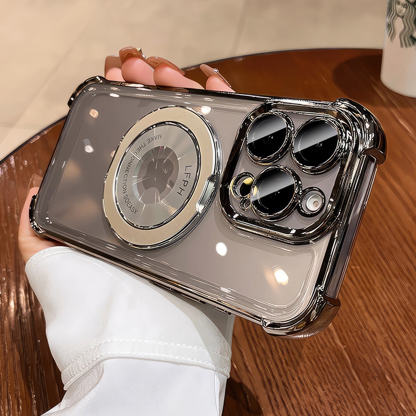 Coque 16 pro max avec support 360° et protection de caméra intégrée / غطاء لآيفون 16 برو ماكس مع حامل 360° وحماية مدمجة للكاميرا