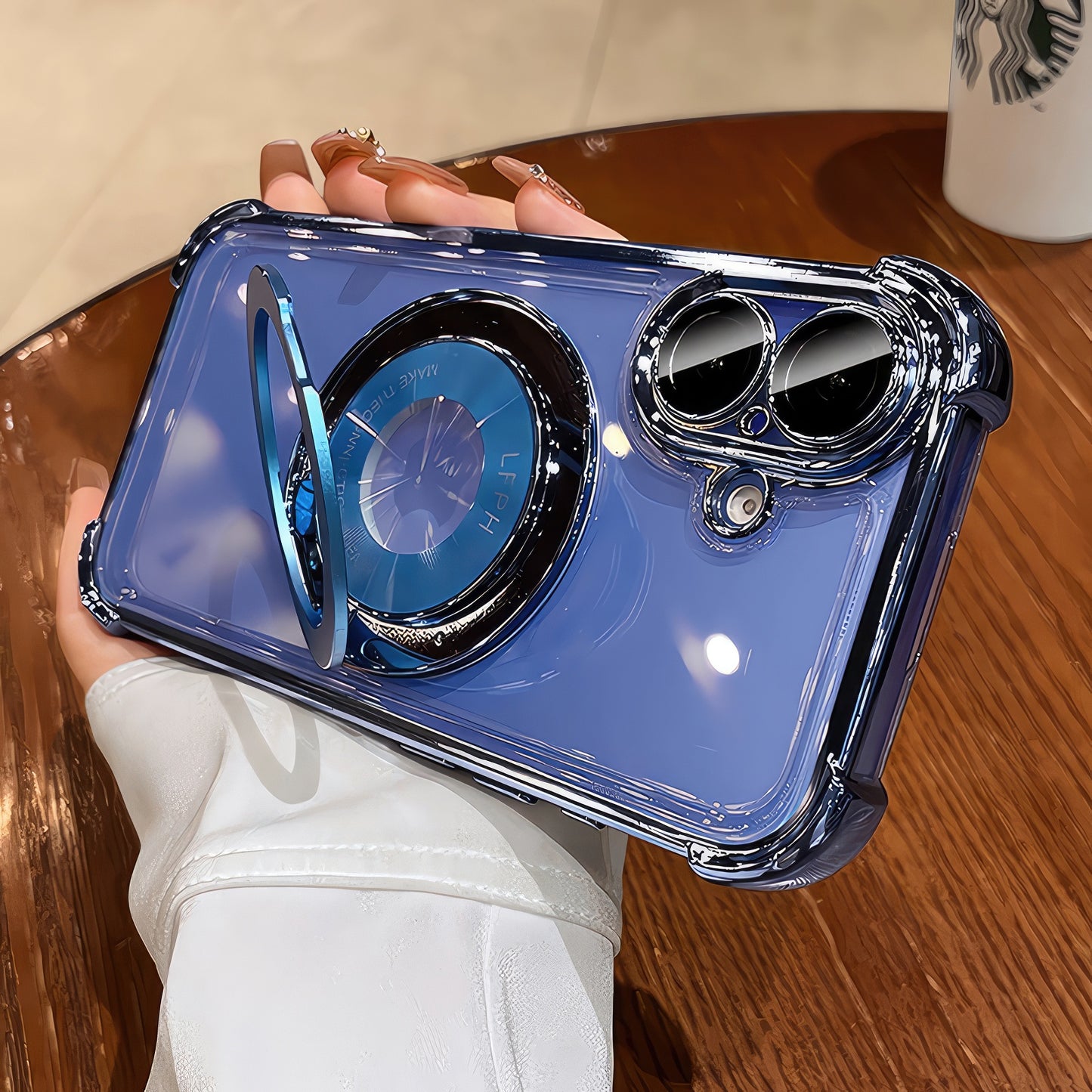 Coque 16 pro max avec support 360° et protection de caméra intégrée / غطاء لآيفون 16 برو ماكس مع حامل 360° وحماية مدمجة للكاميرا