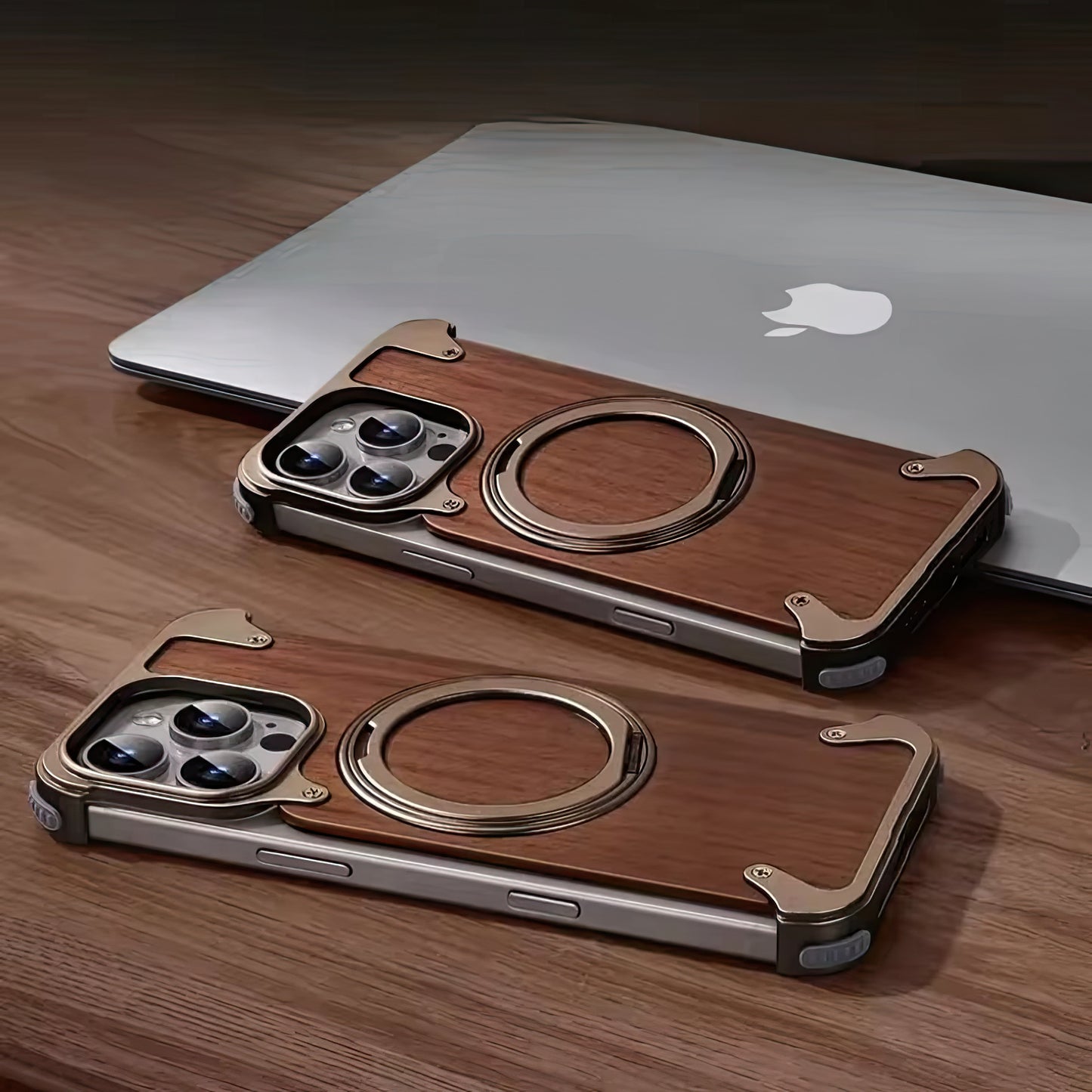 Coque 16 pro max en Bois Massif et Métal حماية 16 برو ماكس فاخرة من الخشب و المعدن