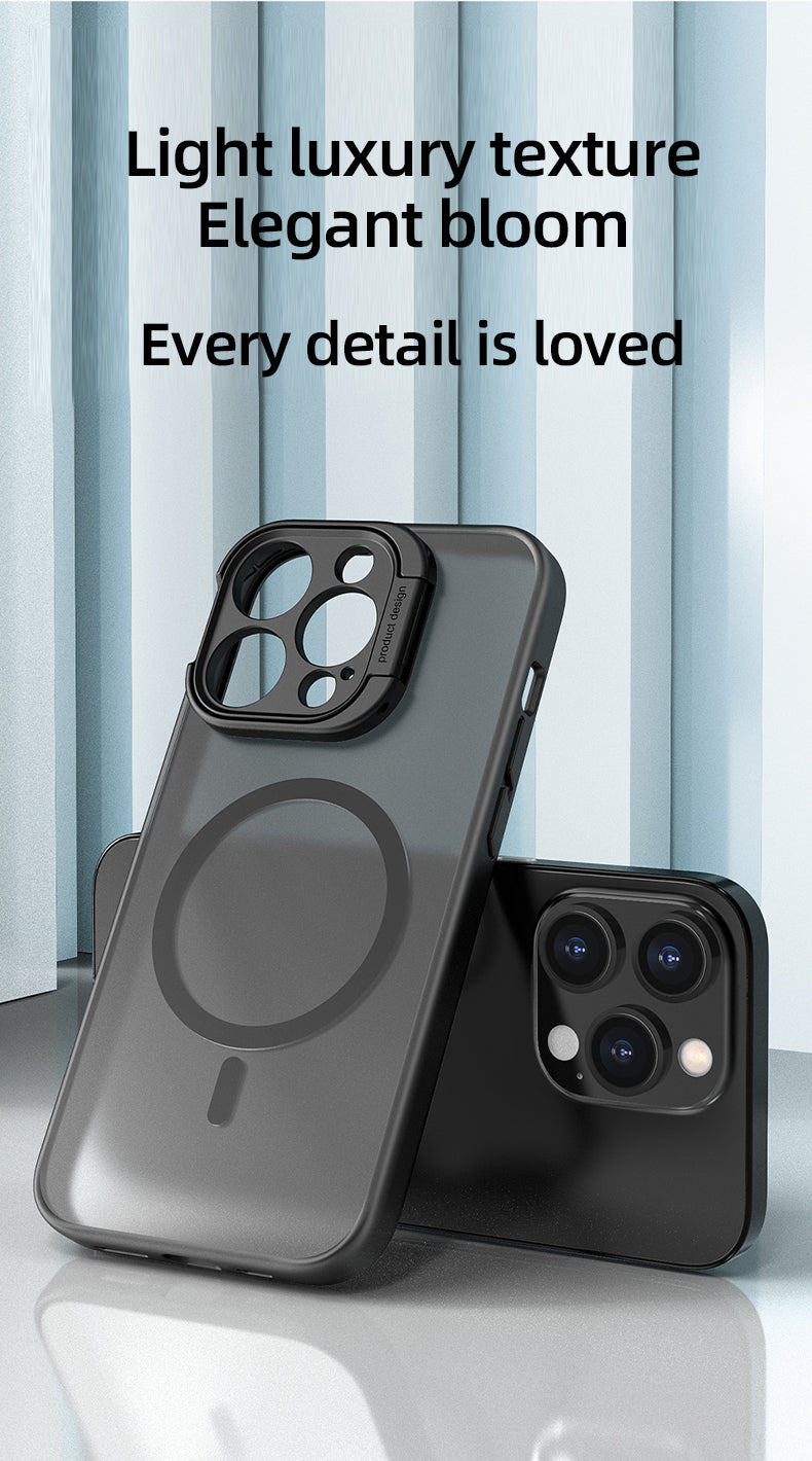 Coque 14 pro max magsafe avec protection de caméra ouverte et support / غطاء ١٤ برو ماكس مع تقنية ماڨسيف وحماية مدمجة للكاميرا
