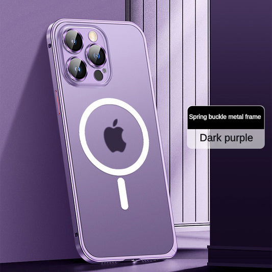 Coque 14 pro max magsafe aluminum avec protection de caméra /   غطاء ١٤ برو ماكس من الالومينوم مع تقنية ماڨسيف وحماية مدمجة للكاميرا