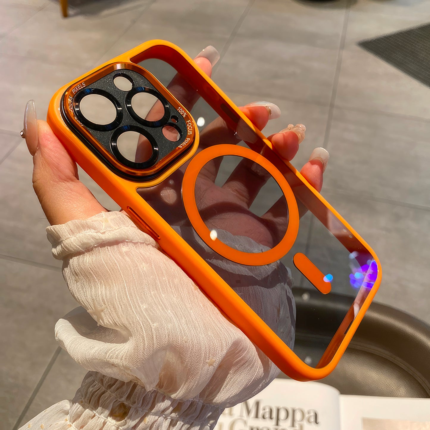 Coque Transparente Luxe 15/14 pro max magsafe avec protection de caméra zero perte de qualité / غطاء شفاف فاخر 14/15 برو ماكس مع تقنية ماڨسيف وحماية للكاميرا دون فقدان في الجودة