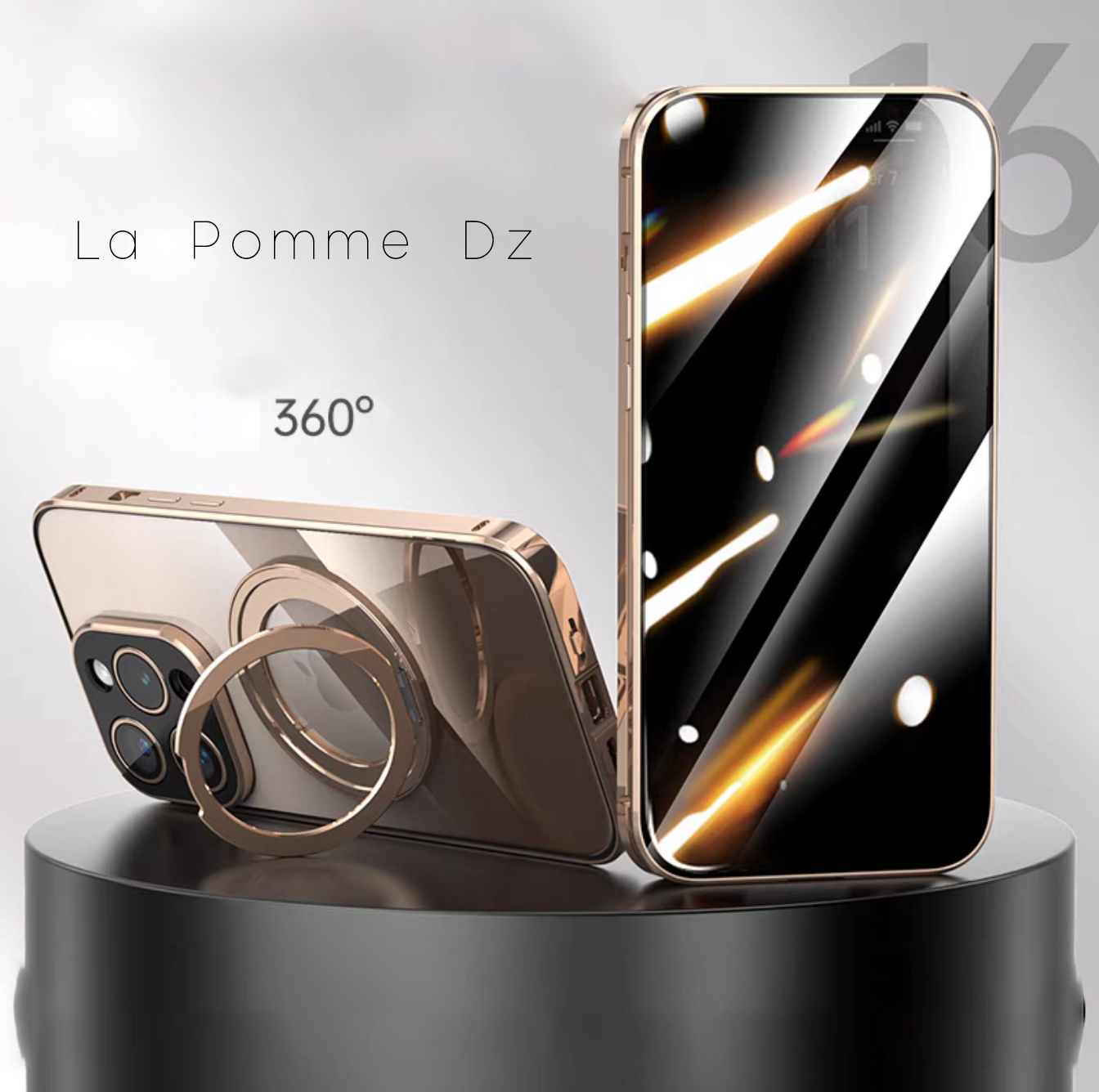 Coque 16 pro max double face métallique protection 360° avec filtre fumée / غطاء 16 برو ماكس من الخلف و الامام معدني 360° درجة مع فيلتر حماية الخصوصية
