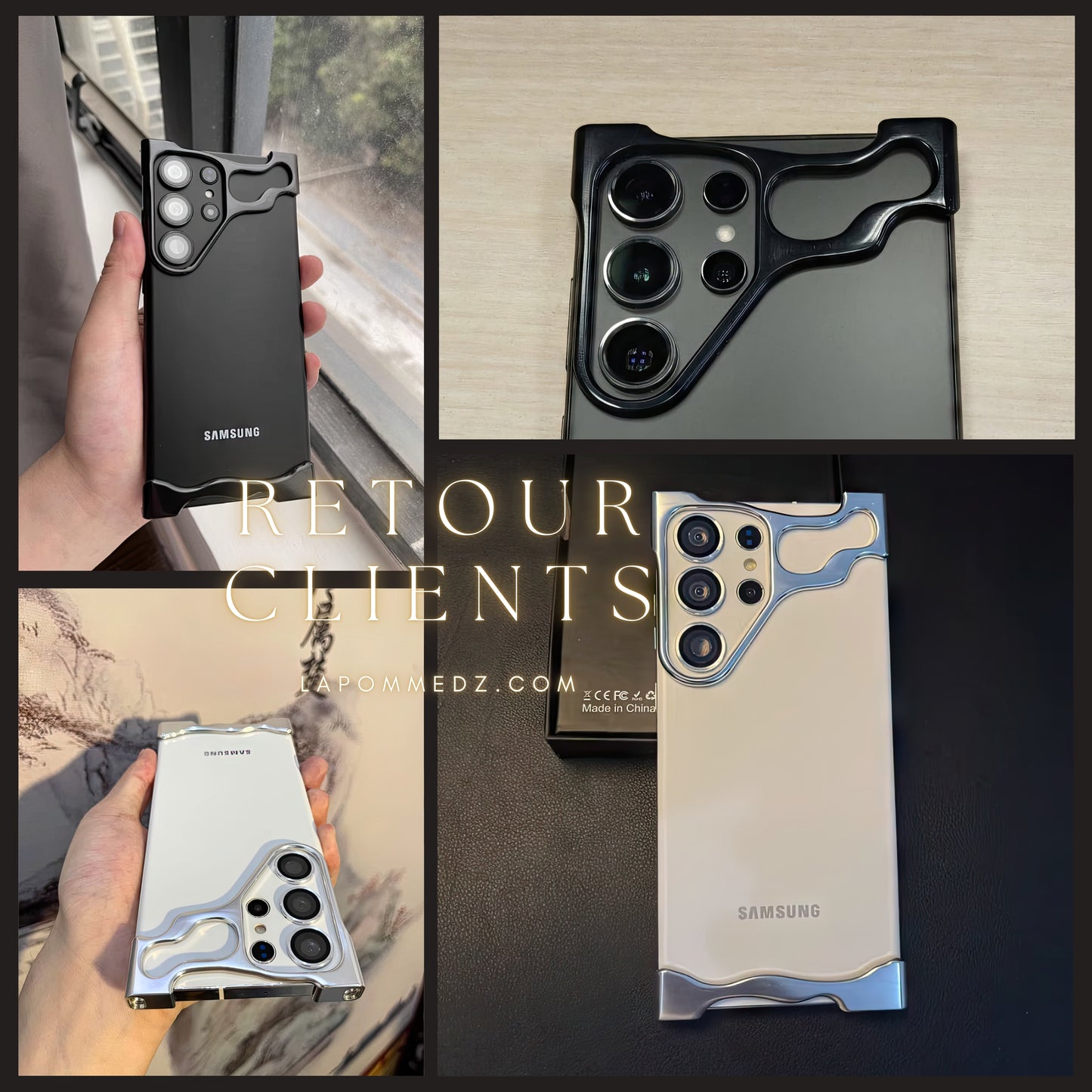 Protège Galaxy S25 Ultra luxe et unique fait en aluminum avec protection des caméras incluse / حماية Galaxy S25 Ultra فاخرة فريدة من نوعها و مع حماية لزجاج الكاميرات