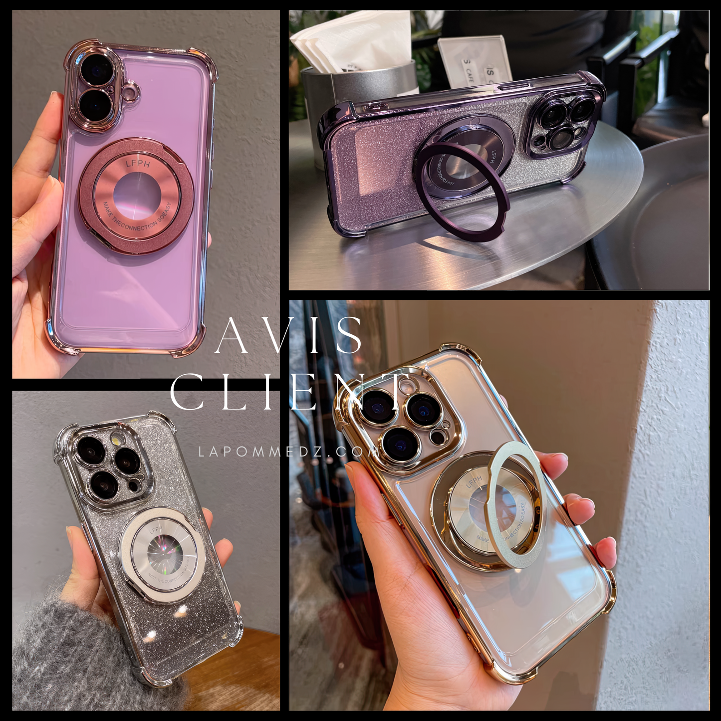 Coque 16 pro max avec support 360° et protection de caméra intégrée / غطاء لآيفون 16 برو ماكس مع حامل 360° وحماية مدمجة للكاميرا