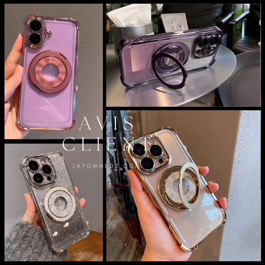 Coque 16 pro max avec support 360° et protection de caméra intégrée /  غطاء لآيفون 16 برو ماكس مع حامل 360° وحماية مدمجة للكاميرا