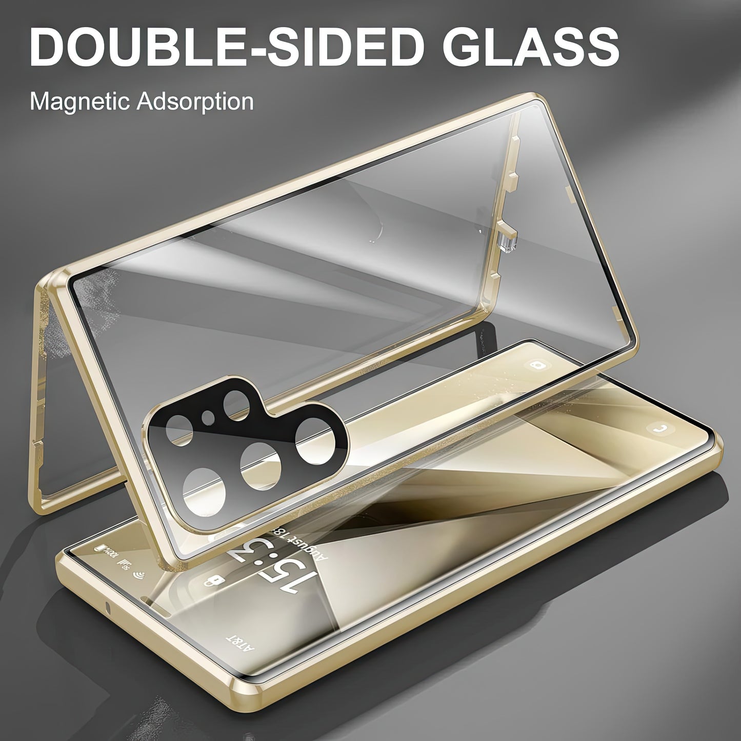 Coque S25 Ultra double face métallique protection 360° avec filtre fumée / S25 Ultra حماية معدنية 360° درجة مع فيلتر حماية الخصوصية مع تقنية ماڨسيف وحماية مدمجة للكاميرات