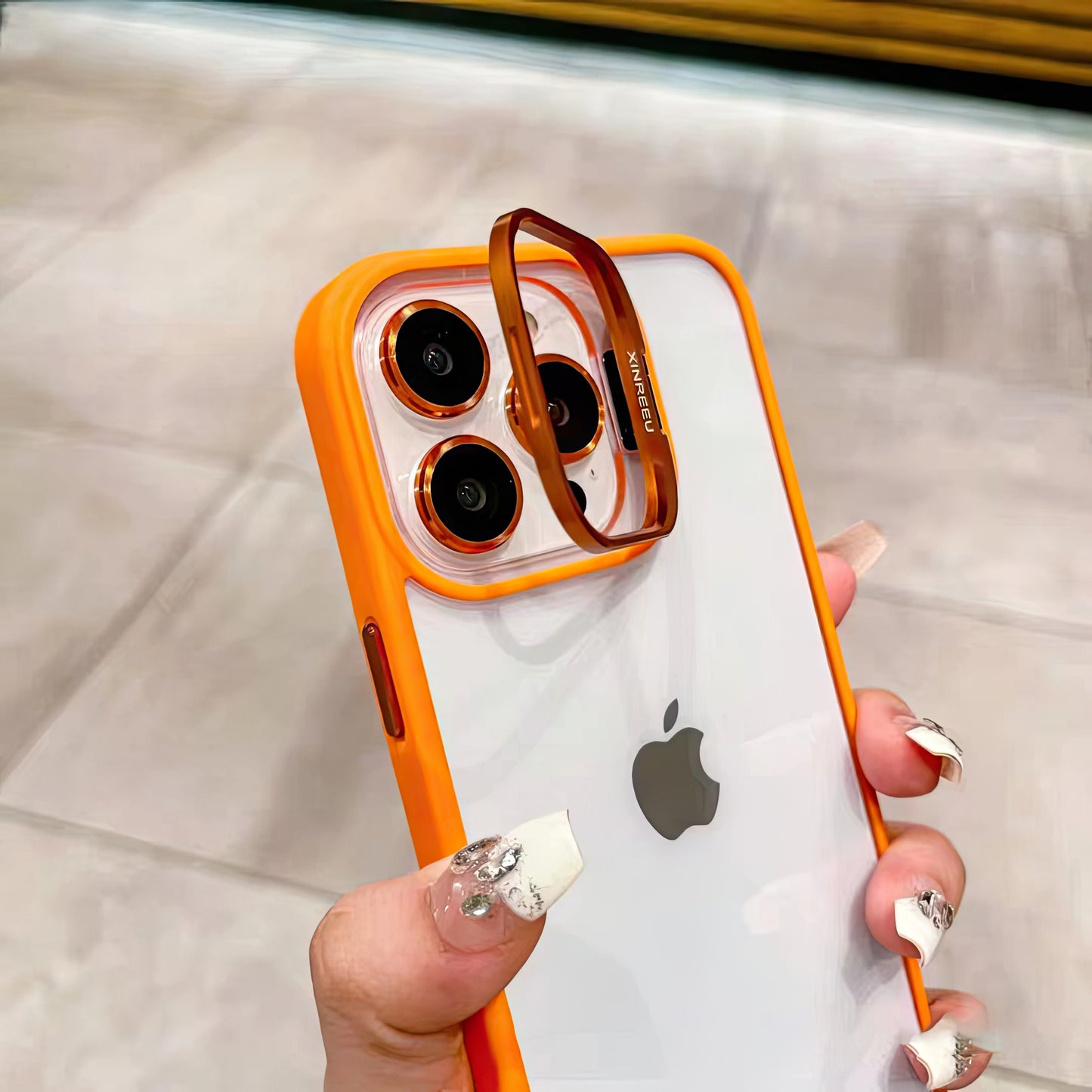 Coque 14 pro max avec lentille de protection et support / غطاء لآيفون 14 برو ماكس مع حامل و عدسات حماية الكاميرا