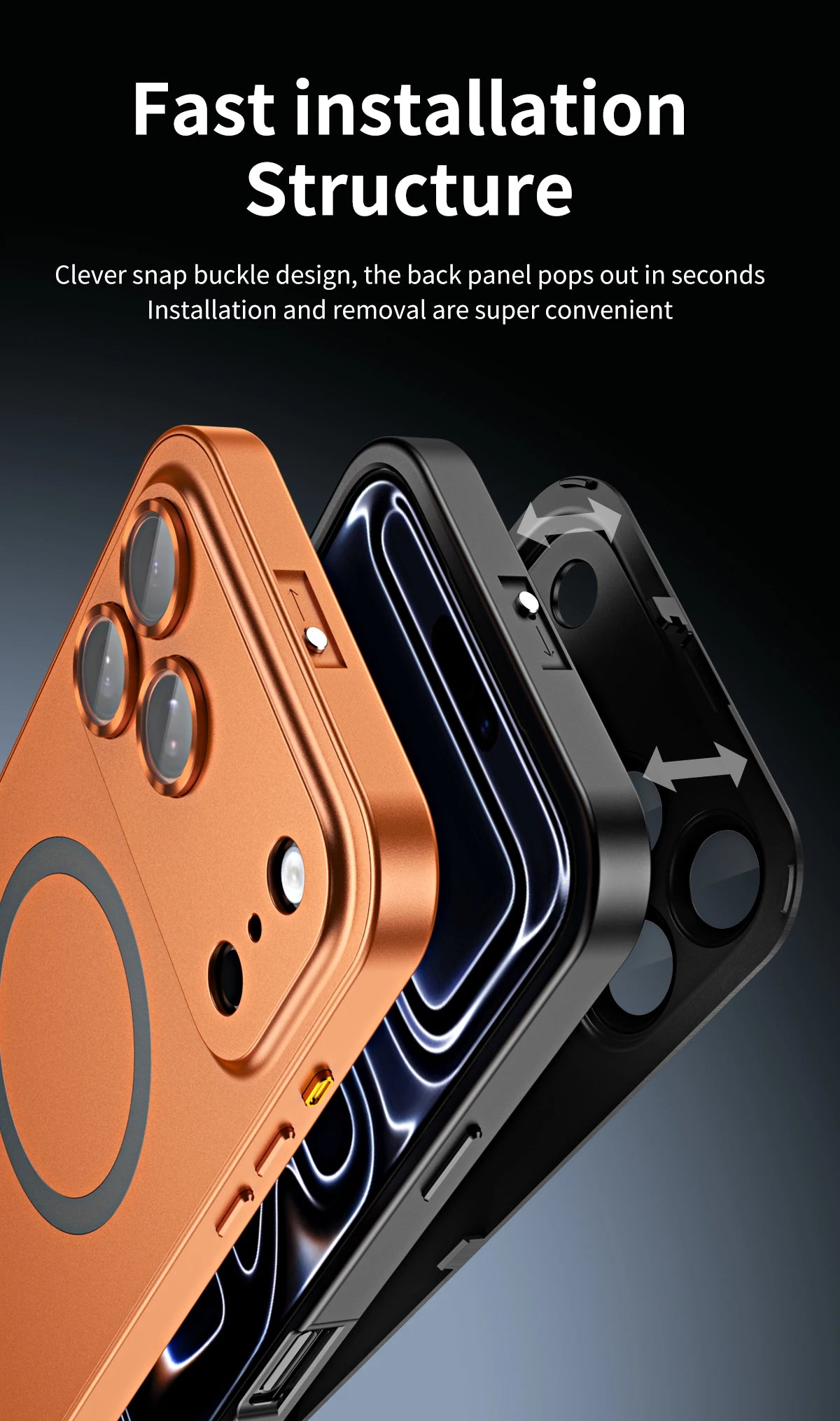 Pochette iPhone 17 pro max magsafe en métal avec protection de caméra intégrée / كيس لآيفون 17 برو ماكس من الحديد مع تقنية ماڨسيف وحماية مدمجة للكاميرا