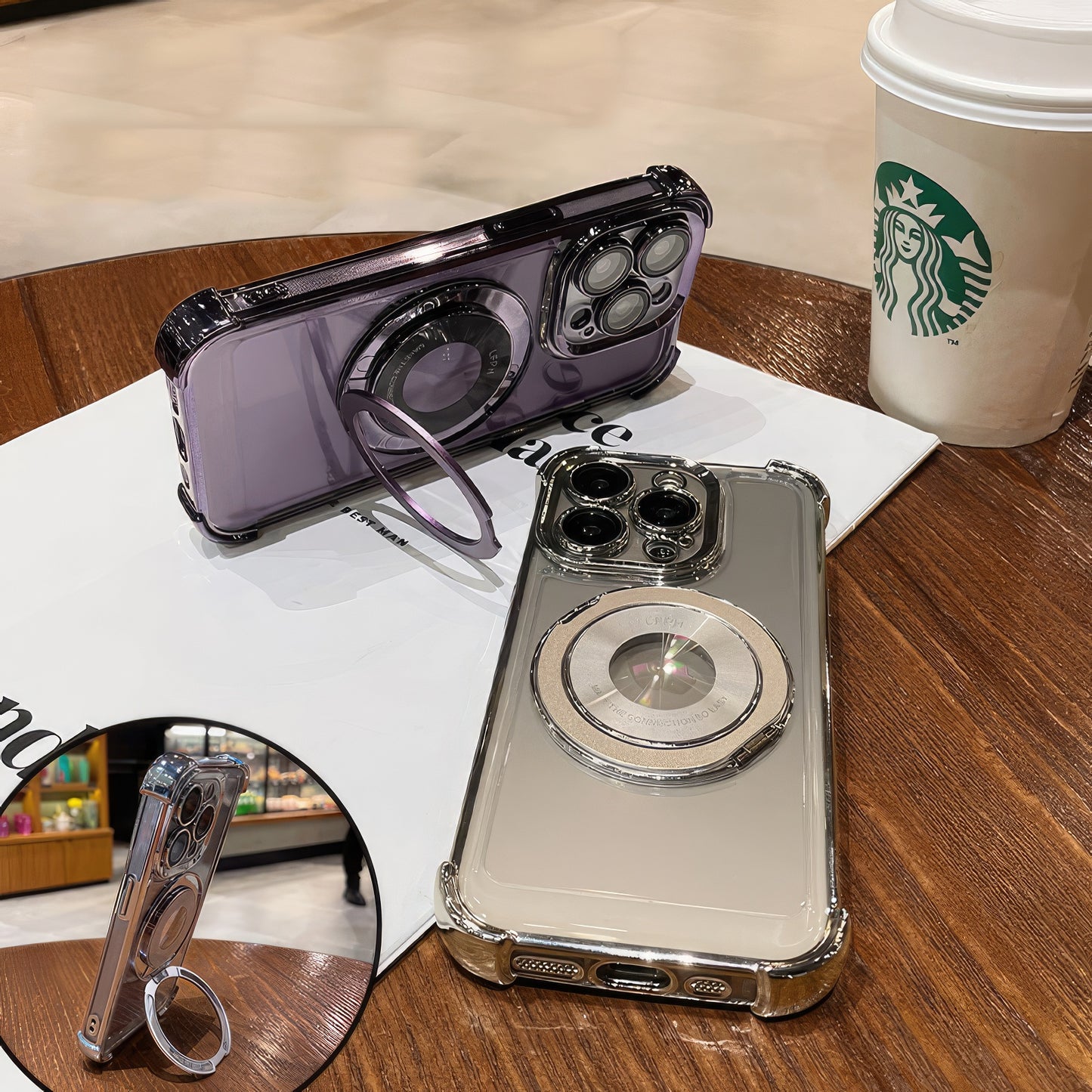 Coque 16 pro max avec support 360° et protection de caméra intégrée / غطاء لآيفون 16 برو ماكس مع حامل 360° وحماية مدمجة للكاميرا