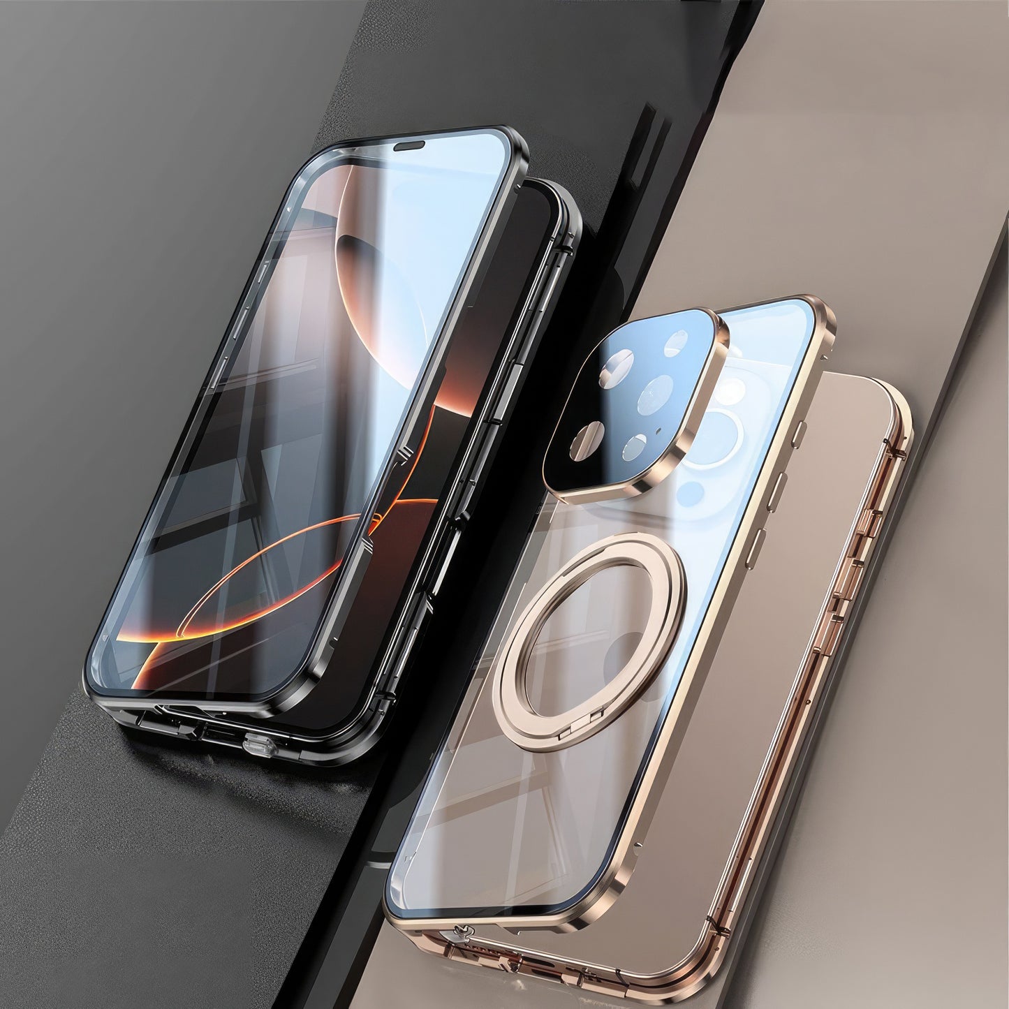 Coque 16 pro max double face métallique protection 360° avec filtre fumée / غطاء 16 برو ماكس من الخلف و الامام معدني 360° درجة مع فيلتر حماية الخصوصية