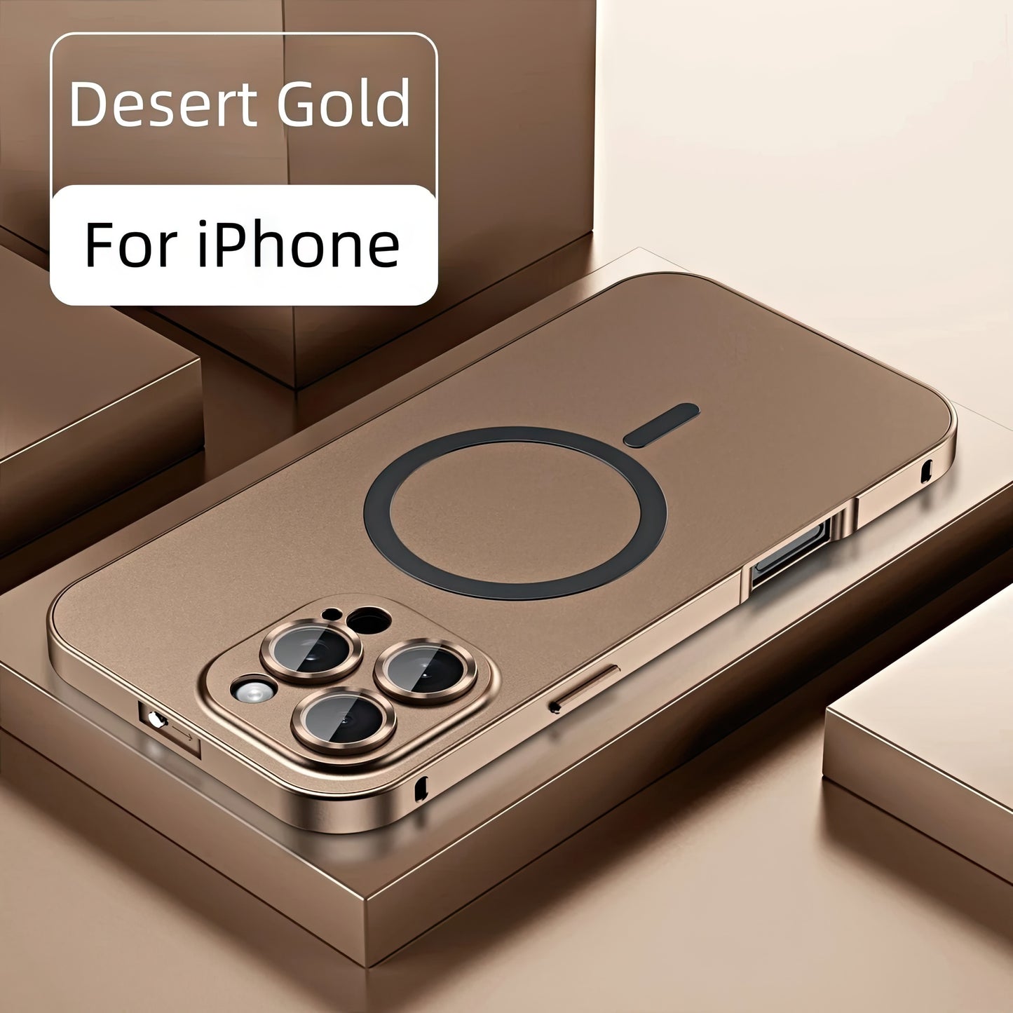 Pochette iPhone 16 pro max magsafe en métal avec protection de caméra intégrée / كيس لآيفون 16 برو ماكس من الحديد مع تقنية ماڨسيف وحماية مدمجة للكاميرا