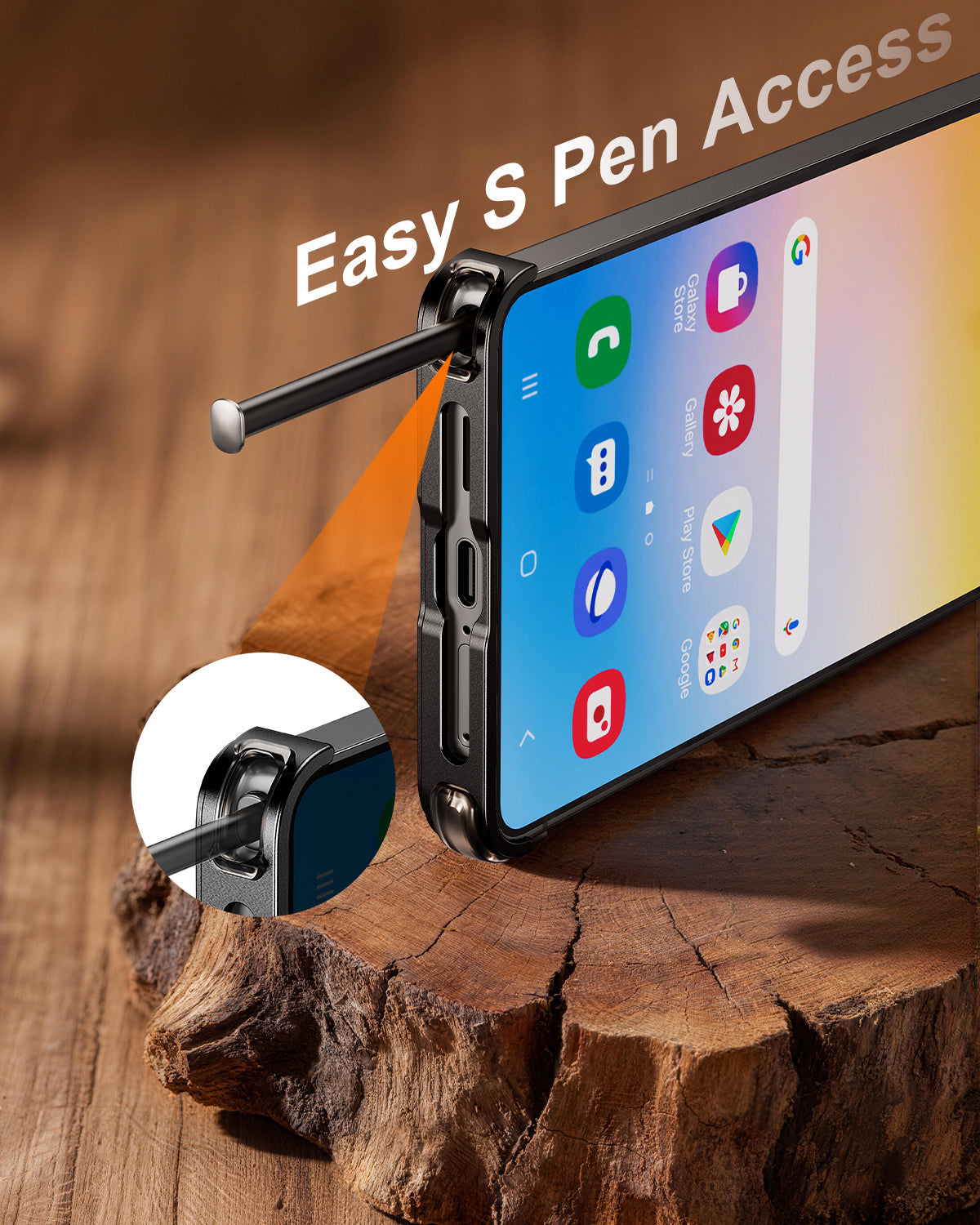 Coque S26 Ultra en Bois Massif et Métal حمايةS26 Ultra فاخرة من الخشب و المعدن