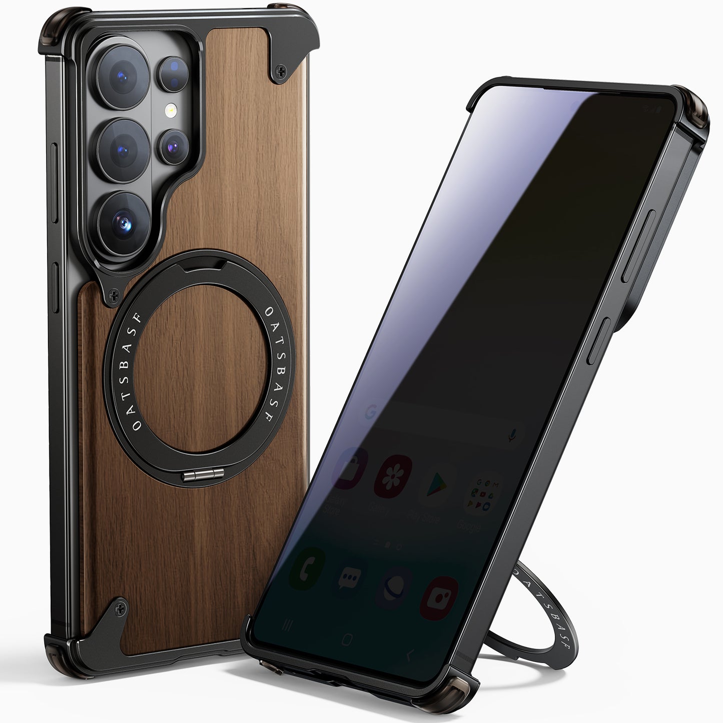 Coque S26 Ultra en Bois Massif et Métal حمايةS26 Ultra فاخرة من الخشب و المعدن