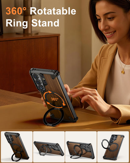 Coque S26 Ultra en Bois Massif et Métal حمايةS26 Ultra فاخرة من الخشب و المعدن