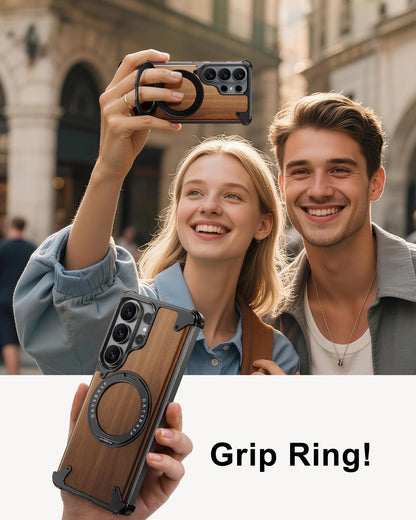 Coque S26 Ultra en Bois Massif et Métal حمايةS26 Ultra فاخرة من الخشب و المعدن