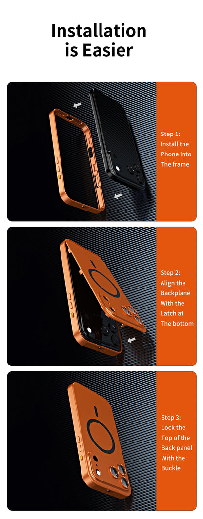 Pochette iPhone 17 pro max magsafe en métal avec protection de caméra intégrée / كيس لآيفون 17 برو ماكس من الحديد مع تقنية ماڨسيف وحماية مدمجة للكاميرا