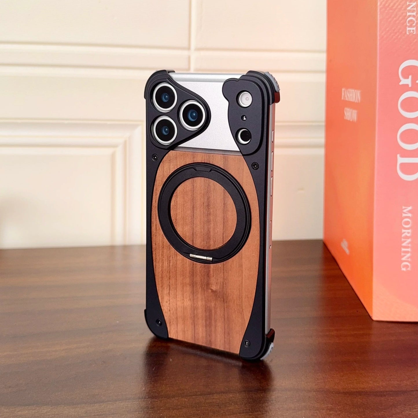 Coque 17 pro max en Bois Massif et Métal حماية 17 برو ماكس فاخرة من الخشب و المعدن