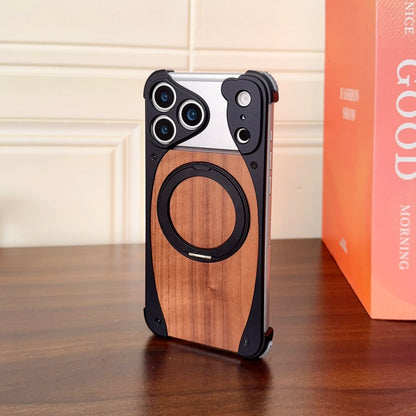 Coque 17 pro max en Bois Massif et Métal حماية 17 برو ماكس فاخرة من الخشب و المعدن