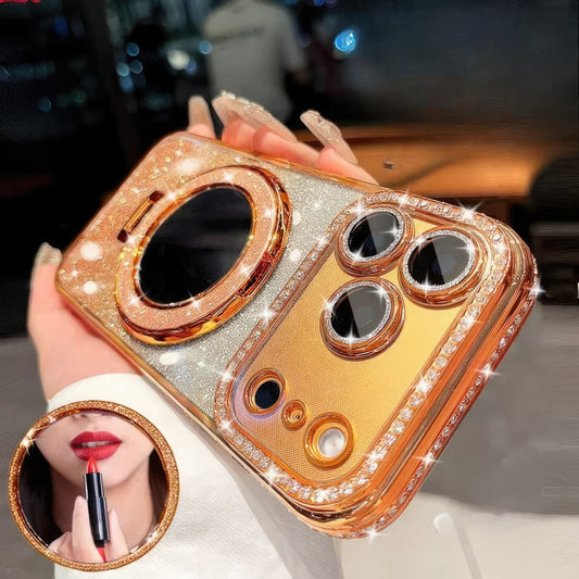 Pochette Brillante iPhone 17 pro max avec miroir magsafe avec protection de caméra intégrée / كيس لامعة مع  مرآة لآيفون 17 برو ماكس مع تقنية ماڨسيف وحماية مدمجة للكاميرا
