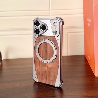 Coque 17 pro max en Bois Massif et Métal حماية 17 برو ماكس فاخرة من الخشب و المعدن