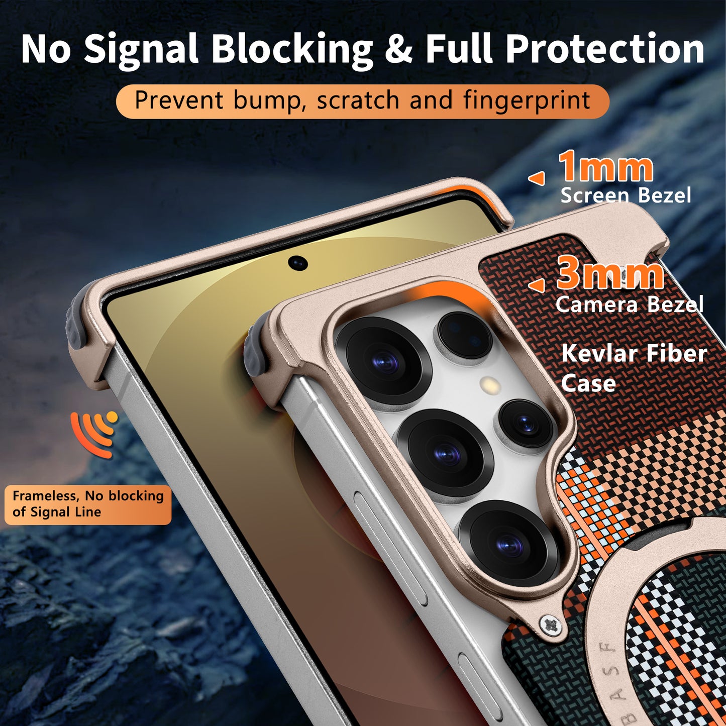 Coque S25 Ultra en Kevlar et Métal حماية فاخرة من كيفلر و المعدن