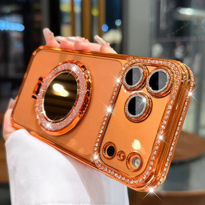 Pochette Brillante iPhone 17 pro max avec miroir magsafe avec protection de caméra intégrée / كيس لامعة مع  مرآة لآيفون 17 برو ماكس مع تقنية ماڨسيف وحماية مدمجة للكاميرا