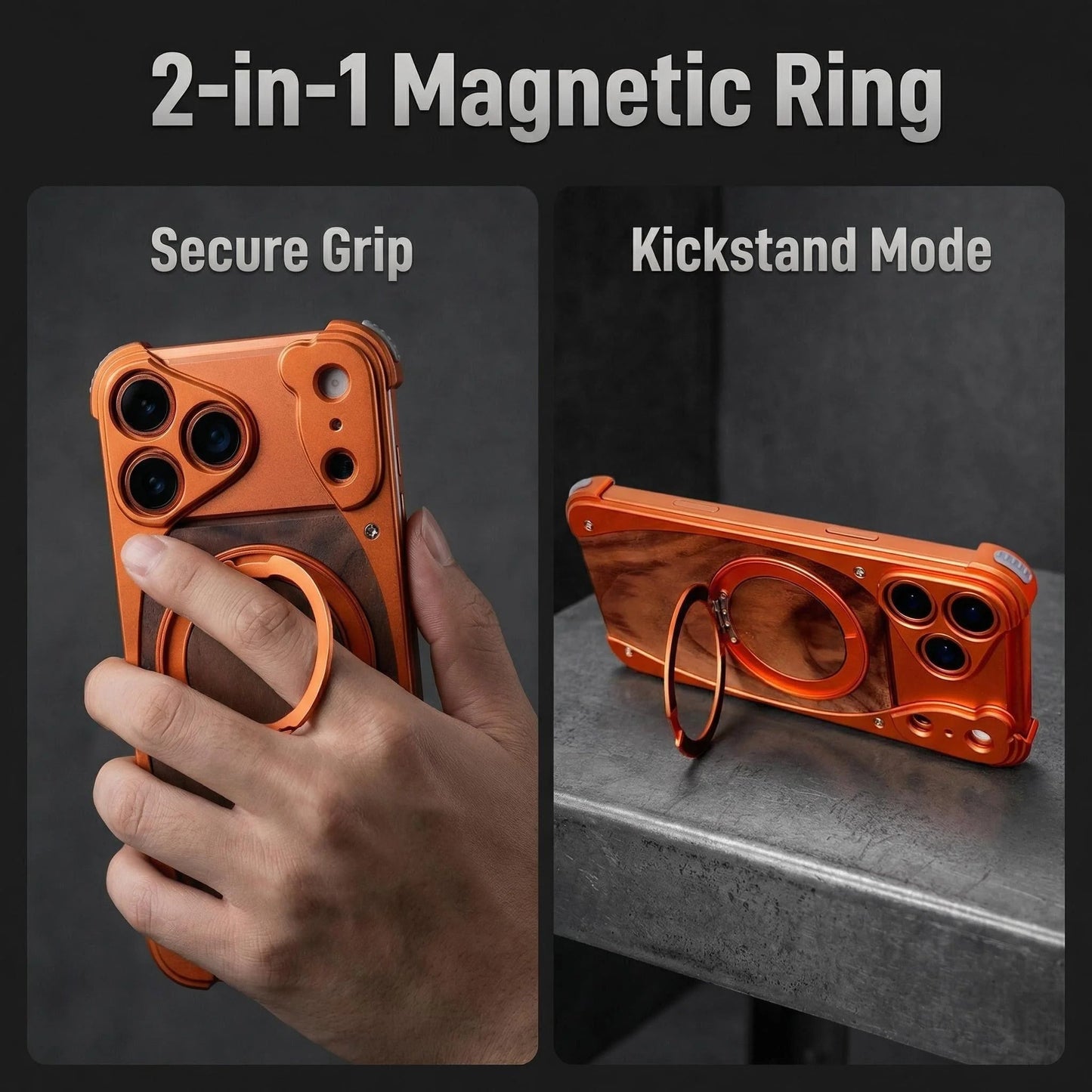 Coque 17 pro max en Bois Massif et Métal حماية 17 برو ماكس فاخرة من الخشب و المعدن