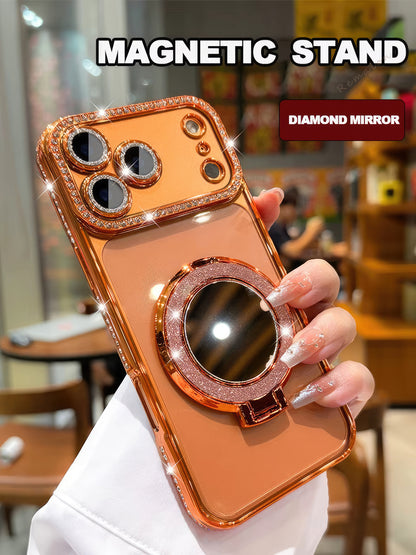 Pochette Brillante iPhone 17 pro max avec miroir magsafe avec protection de caméra intégrée / كيس لامعة مع  مرآة لآيفون 17 برو ماكس مع تقنية ماڨسيف وحماية مدمجة للكاميرا