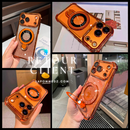 Coque 17 pro max avec support et protection de caméra intégrée /  غطاء لآيفون 17 برو ماكس مع حامل وحماية مدمجة للكاميرا