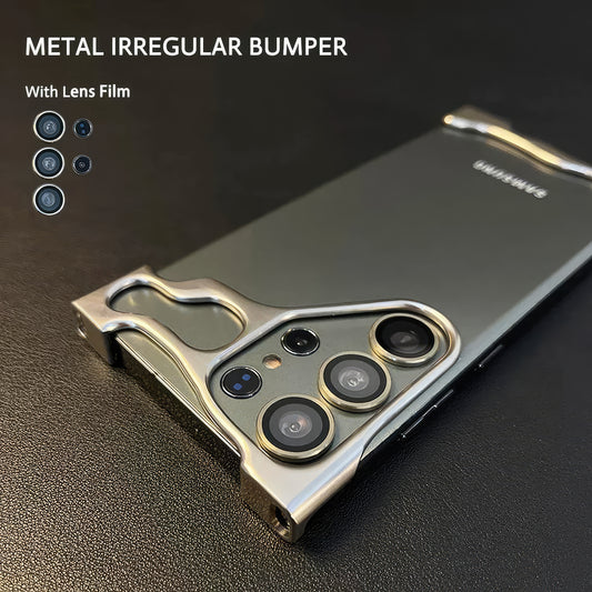 Protège Galaxy S24 Ultra luxe et unique fait en aluminum avec protection des caméras incluse / حماية Galaxy S24 Ultra فاخرة فريدة من نوعها و مع حماية لزجاج الكاميرات