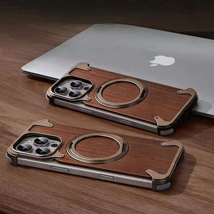 Coque 16 pro max en Bois Massif et Métal حماية 16 برو ماكس فاخرة من الخشب و المعدن
