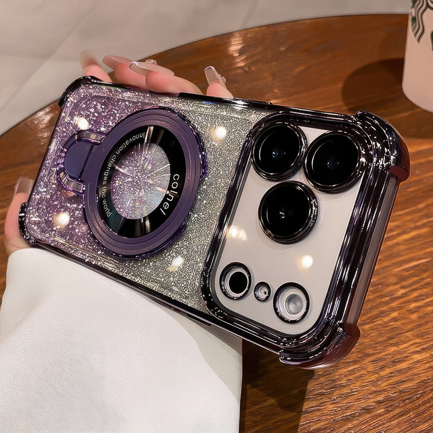 Coque 17 pro max avec support et protection de caméra intégrée /  غطاء لآيفون 17 برو ماكس مع حامل وحماية مدمجة للكاميرا