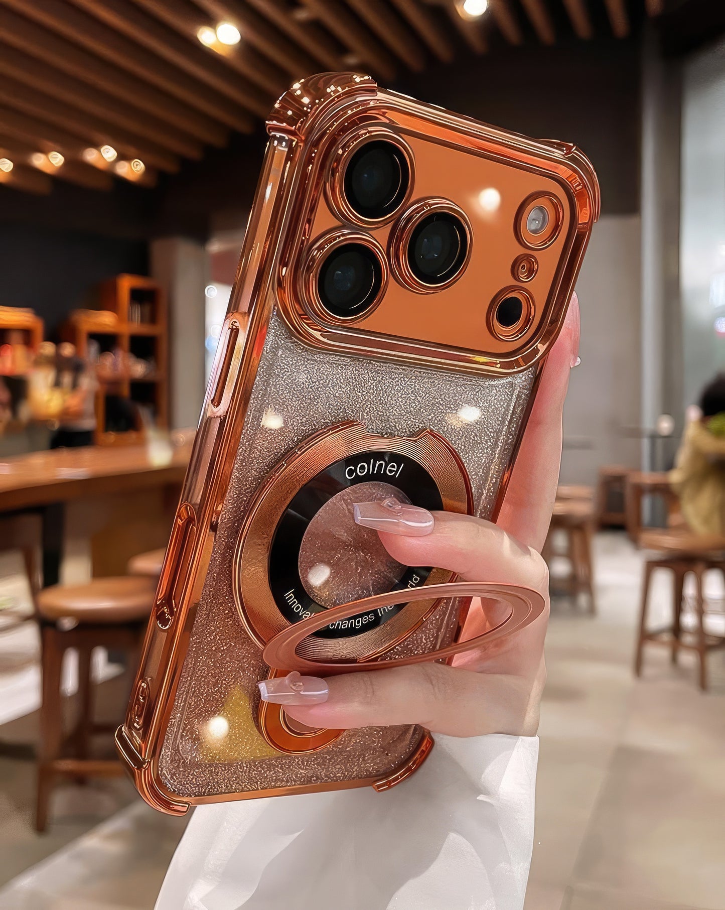 Coque 17 pro max avec support et protection de caméra intégrée /  غطاء لآيفون 17 برو ماكس مع حامل وحماية مدمجة للكاميرا