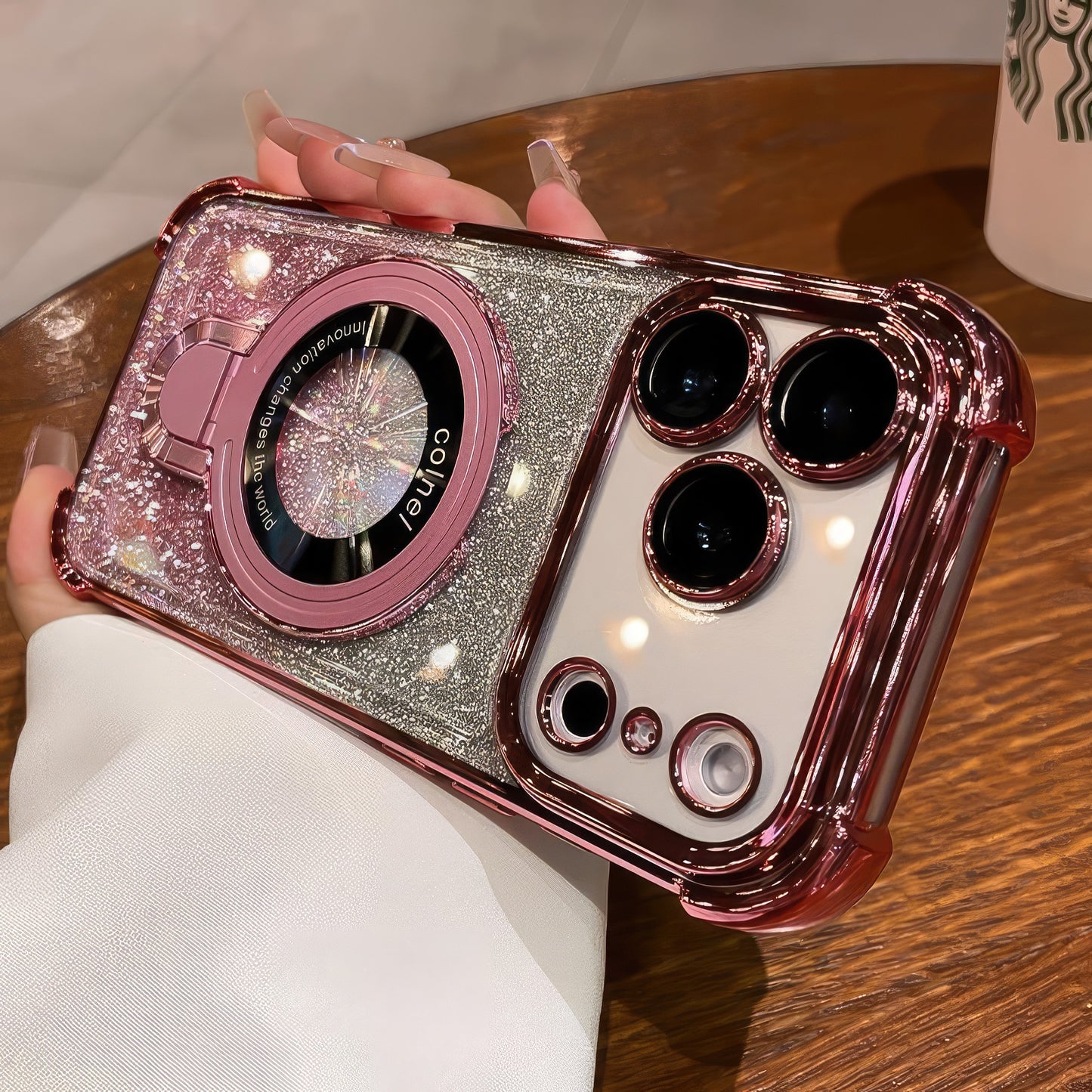 Coque 17 pro max avec support et protection de caméra intégrée /  غطاء لآيفون 17 برو ماكس مع حامل وحماية مدمجة للكاميرا