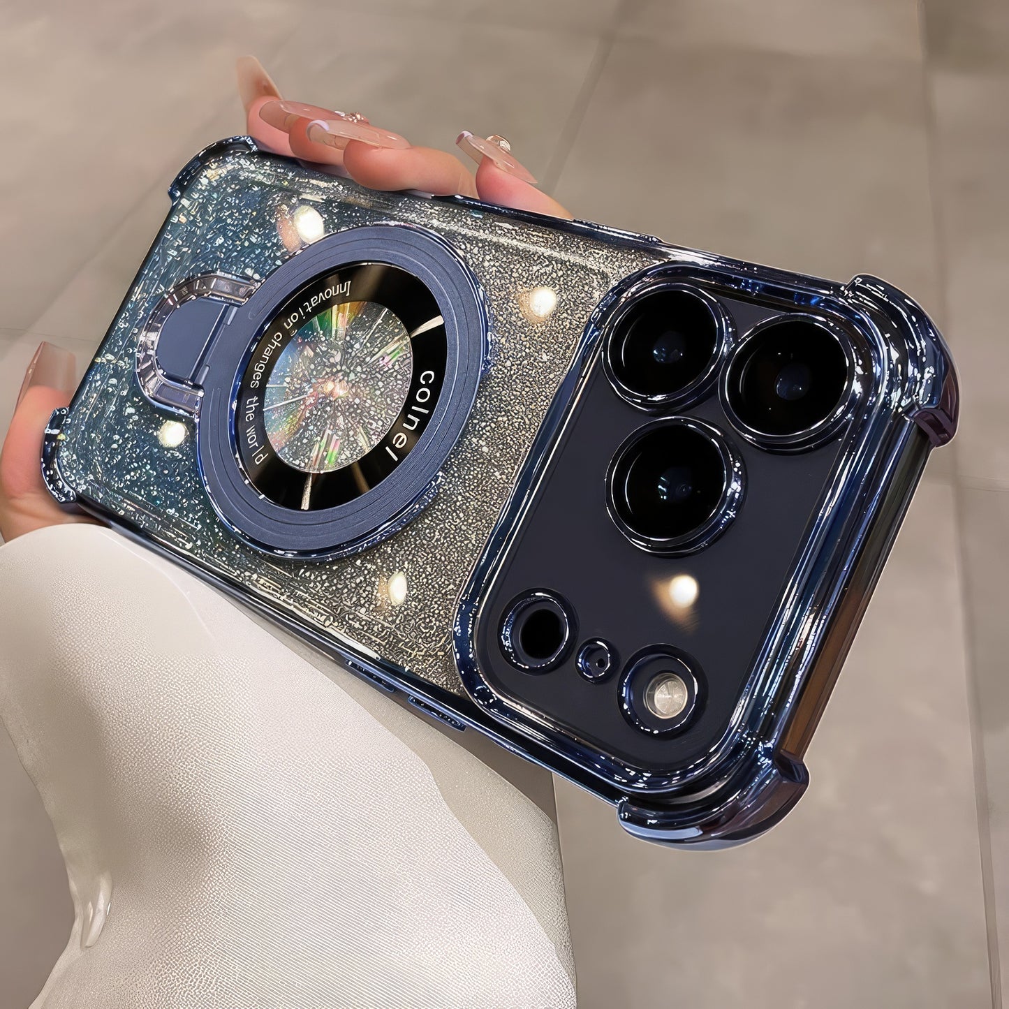 Coque 17 pro max avec support et protection de caméra intégrée /  غطاء لآيفون 17 برو ماكس مع حامل وحماية مدمجة للكاميرا