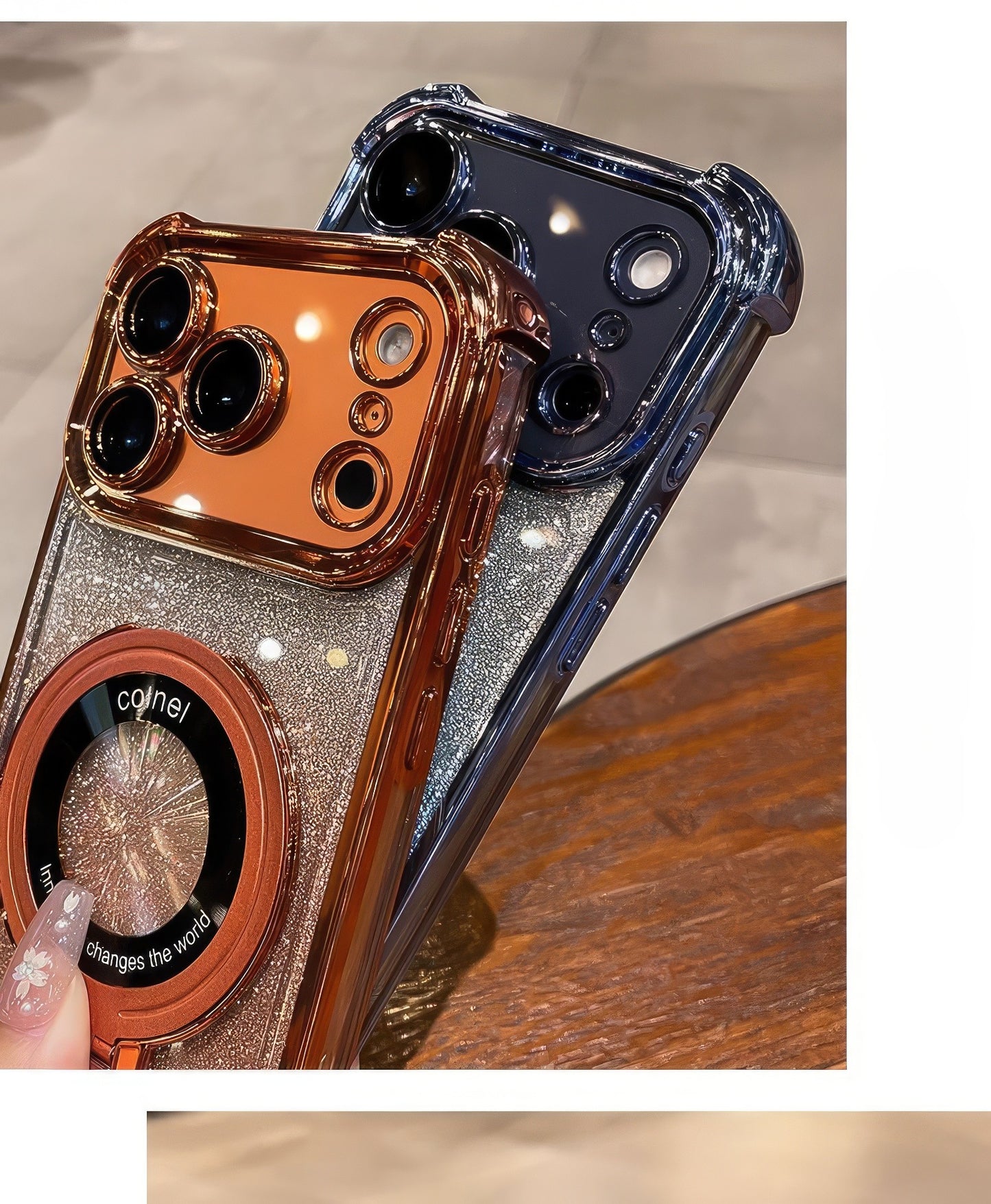 Coque 17 pro max avec support et protection de caméra intégrée /  غطاء لآيفون 17 برو ماكس مع حامل وحماية مدمجة للكاميرا