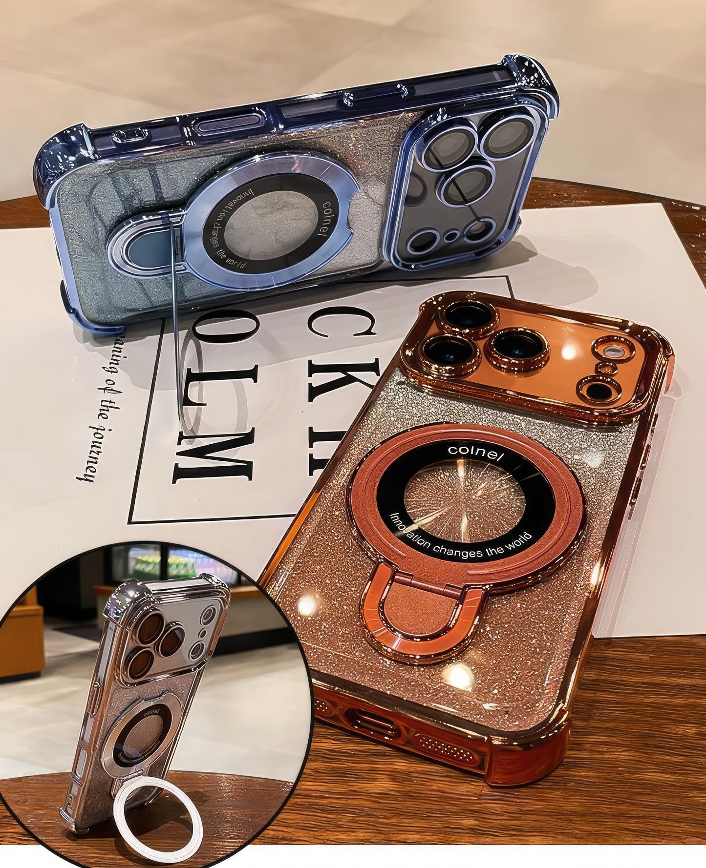 Coque 17 pro max avec support et protection de caméra intégrée /  غطاء لآيفون 17 برو ماكس مع حامل وحماية مدمجة للكاميرا