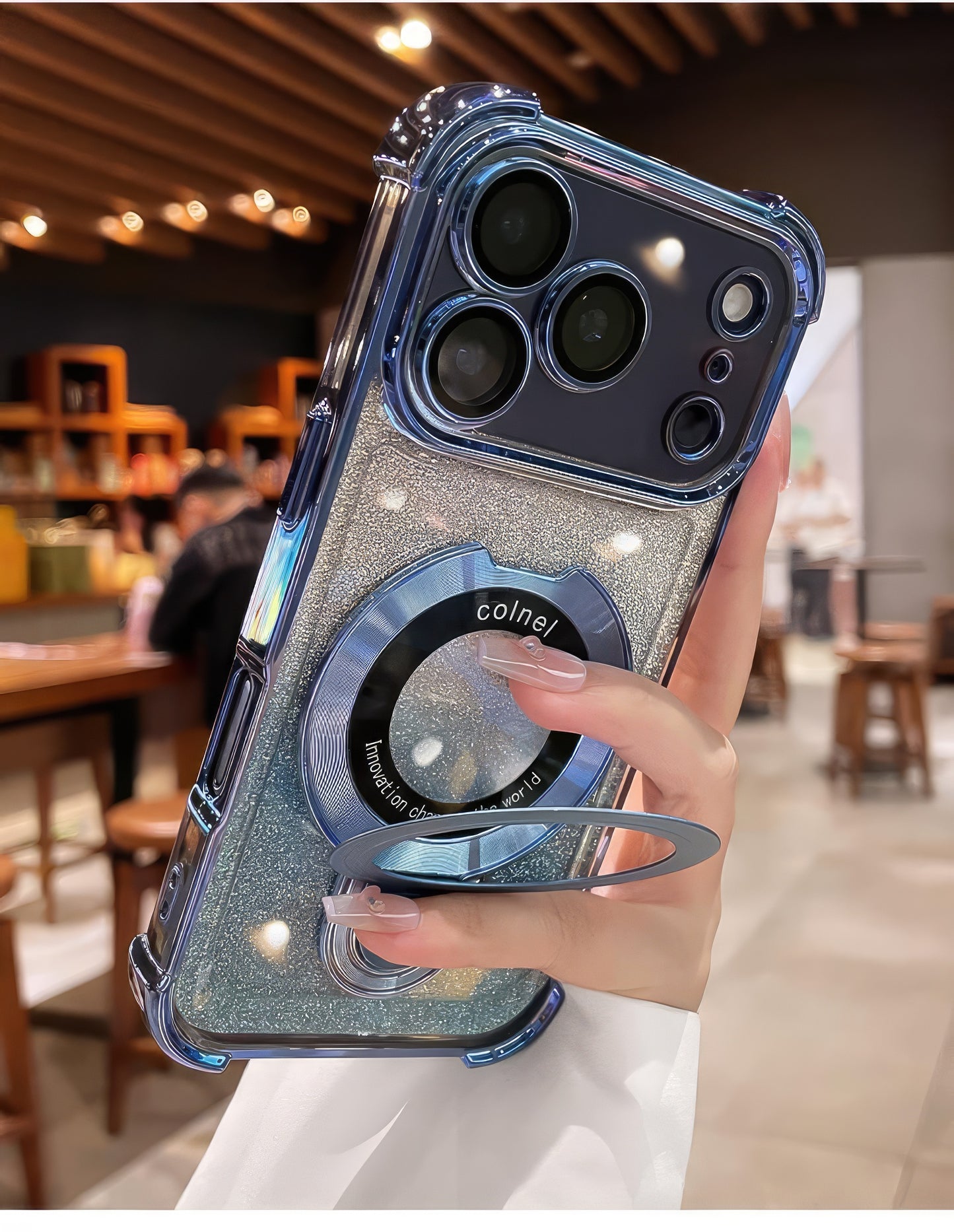 Coque 17 pro max avec support et protection de caméra intégrée /  غطاء لآيفون 17 برو ماكس مع حامل وحماية مدمجة للكاميرا