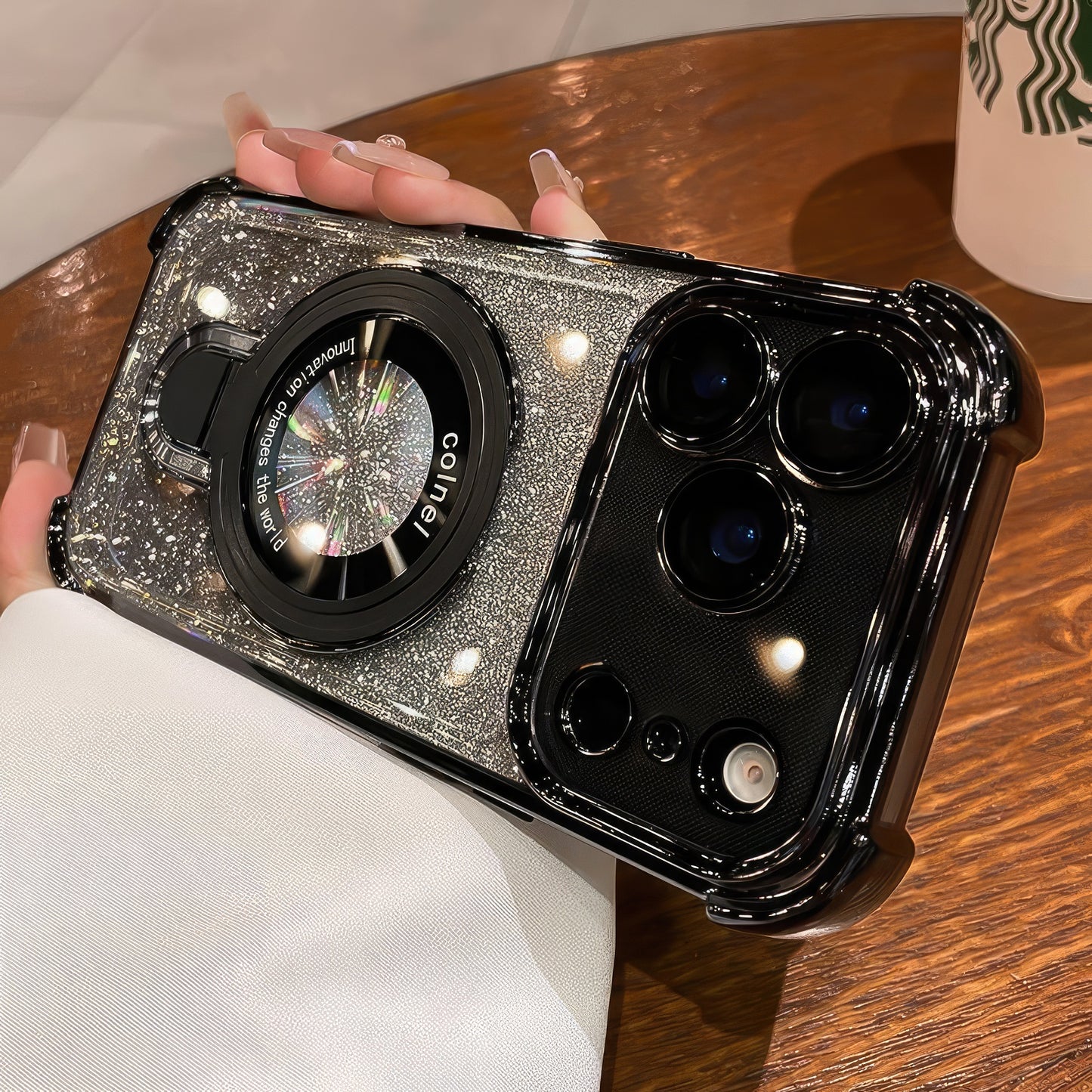 Coque 17 pro max avec support et protection de caméra intégrée /  غطاء لآيفون 17 برو ماكس مع حامل وحماية مدمجة للكاميرا