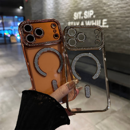 Pochette Brillante iPhone 17 pro max magsafe avec protection de caméra intégrée / كيس لامعة لآيفون 17 برو ماكس  مع تقنية ماڨسيف وحماية مدمجة للكاميرا