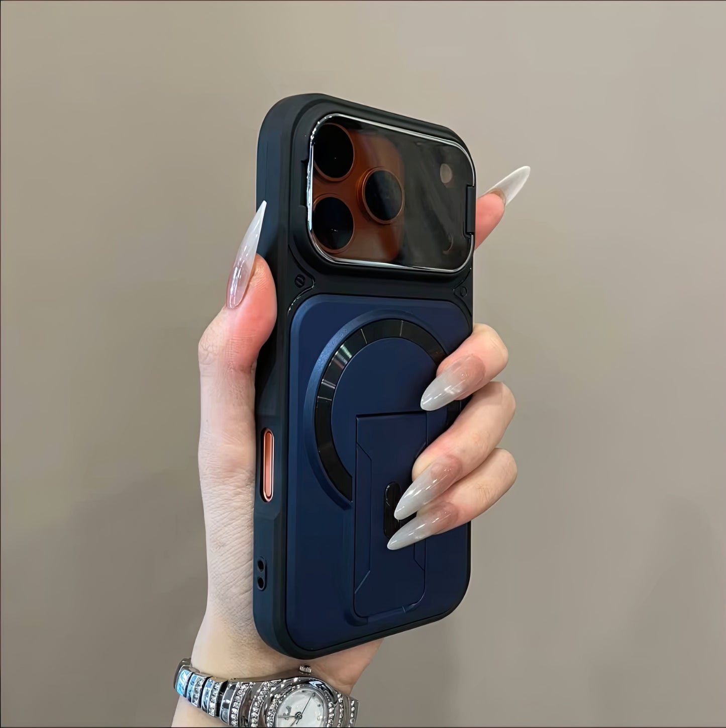 Protège iPhone 17 pro max magsafe avec support et protection de caméra ouvrable / حماية 17 برو ماكس ماجسيف مزودة بحامل وحماية للكاميرا قابلة للفتح